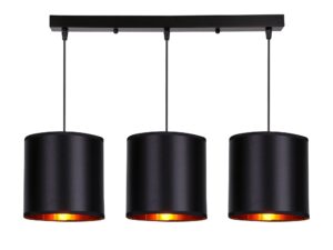 Miniaturka 4 - Lampa wisząca Falemino z trzema czarnymi cylindrycznymi abażurami na prostej listwie