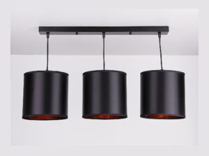 Miniaturka 2 - Lampa Falemino z trzema czarnymi abażurami w rzędzie, frontowy widok