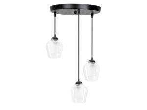 Miniaturka 2 - Lampa wisząca Faletano czarna z trzema szklanymi kloszami