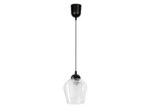 Miniaturka 2 - Czarna lampa wisząca Faletano z przejrzystym i piaskowanym szklanym kloszem