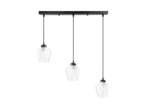 Miniaturka 2 - Lampa wisząca Faletano czarna trzy klosze szklane przezroczyste piaskowane