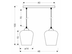 Miniaturka 1 - Lampa Faletano dwa punkty rysunek wymiarów 100 na 48 cm