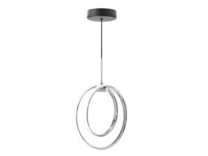Miniaturka 2 - Lampa wisząca Falodio LED z dwiema chromowanymi obręczami i czarną podsufitką