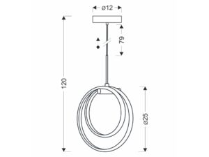 Miniaturka 1 - Lampa wisząca Falodio – rysunek wymiarowy średnica 25 cm i wysokość 120 cm