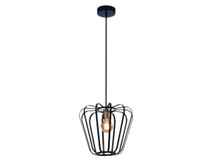 Miniaturka 3 - Lampa wisząca Felarano z czarną drucianą klatką i miedzianą tuleją oprawki