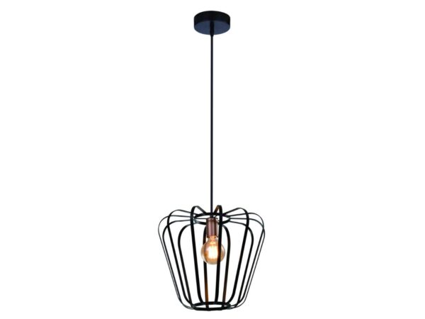 Lampa wisząca Felarano z czarną drucianą klatką i miedzianą tuleją oprawki
