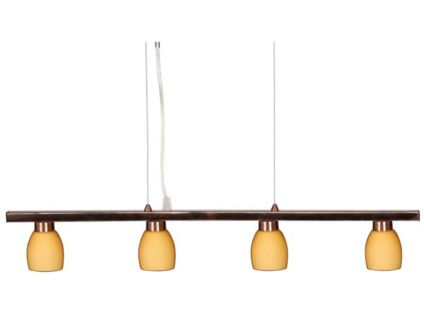 Lampa wisząca Felereta miedziana z czterema punktami G9 na białym tle