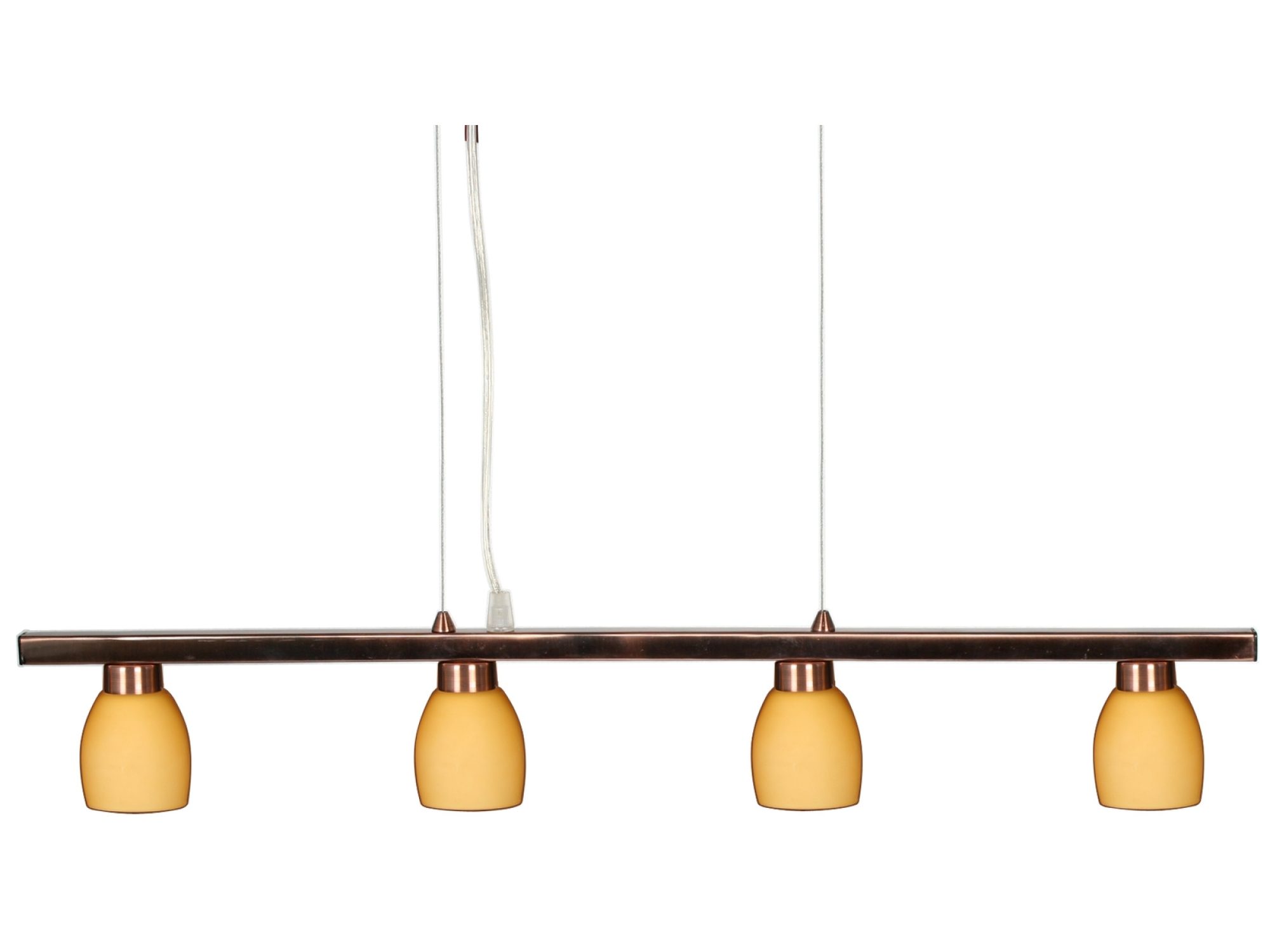 Lampa wisząca Felereta miedziana z czterema punktami G9 na białym tle