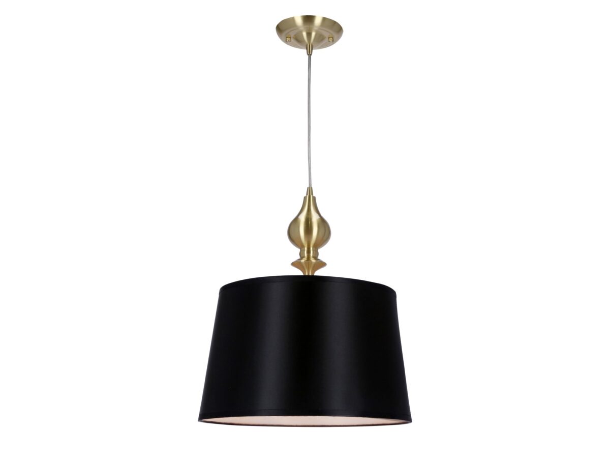 Lampa wisząca Fenetano złota satynowa z czarnym abażurem 35 cm