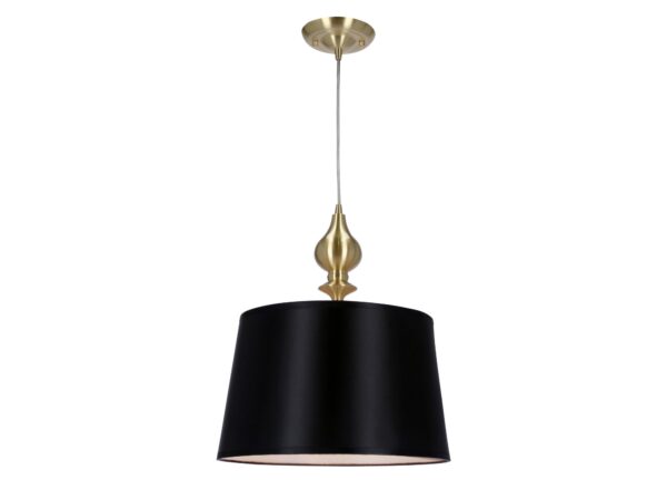 Lampa wisząca Fenetano złota satynowa z czarnym abażurem 35 cm