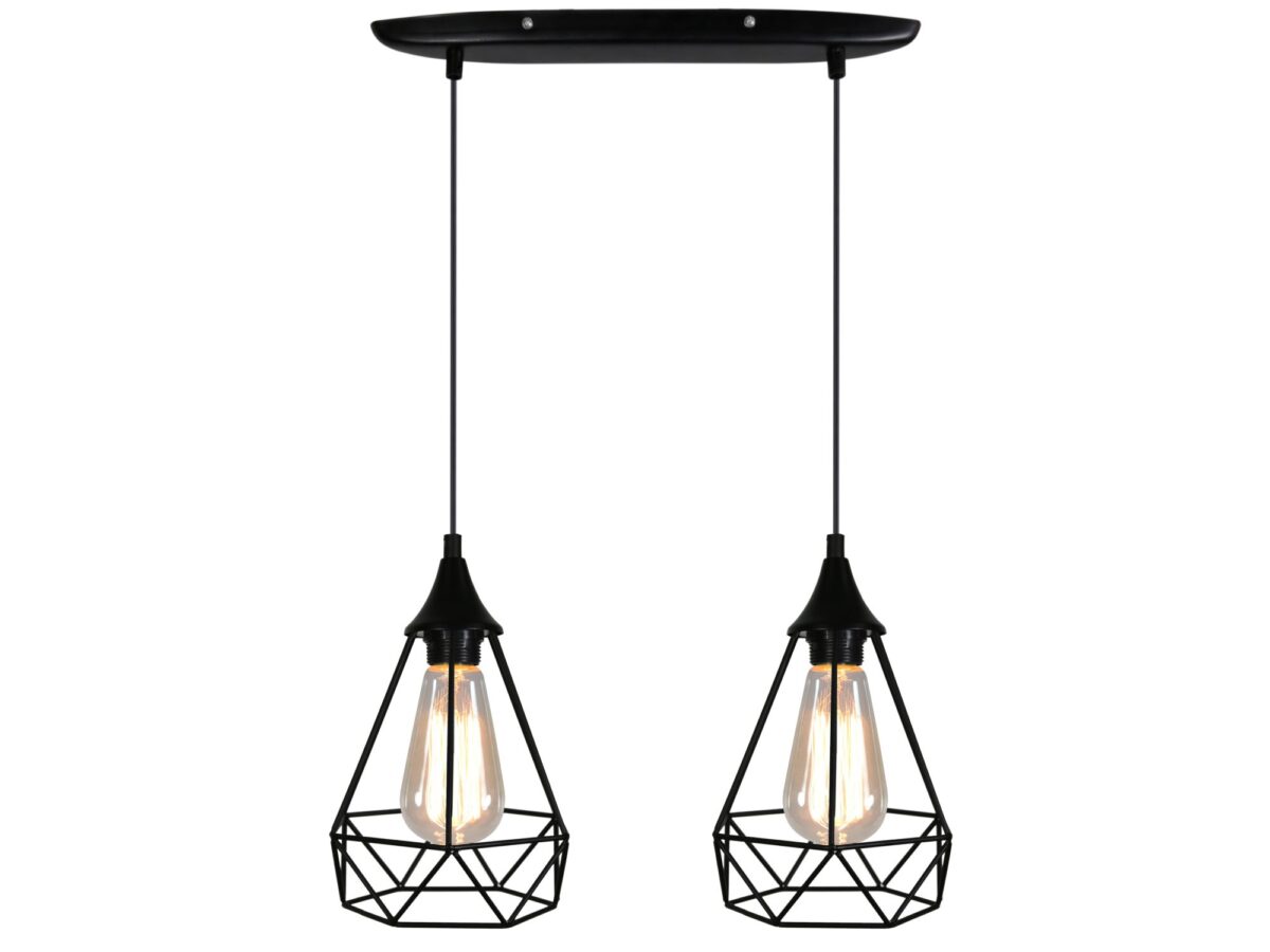 Lampa wisząca dwupunktowa Fenimia 49 cm czarna E27