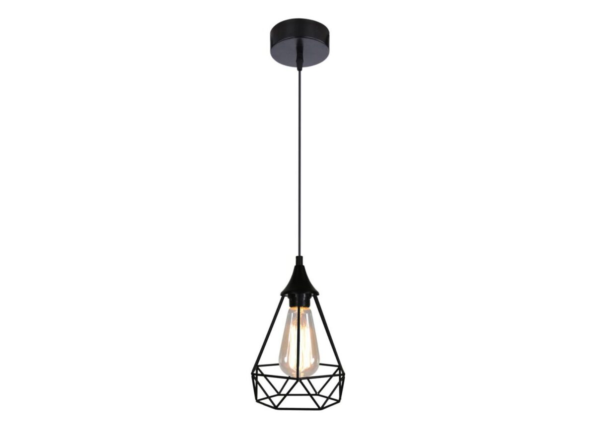 Lampa wisząca Fenimia E27 19 cm czarna z siatkowym kloszem