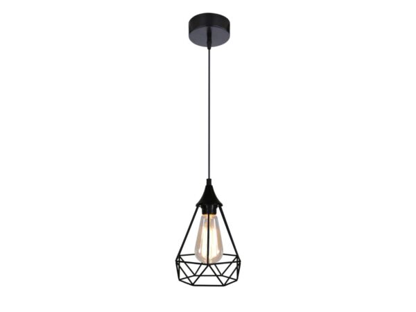 Lampa wisząca Fenimia czarna z metalowym kloszem z siatki