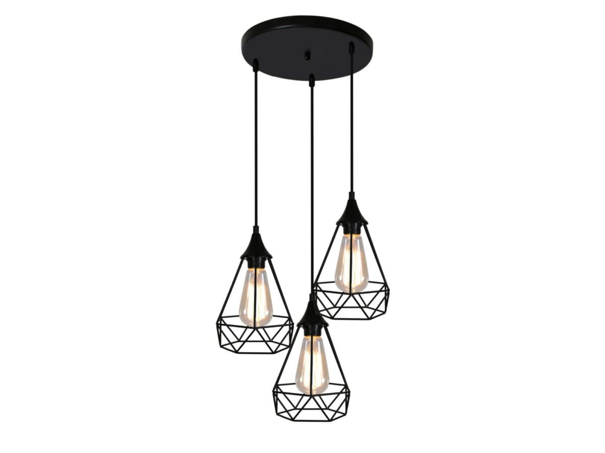 Lampa wisząca 3-punktowa Fenimia 43 cm czarna okrągła