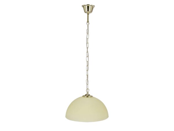 Fenivira – lampa wisząca mosiądz z kloszem ecru, widok całej oprawy