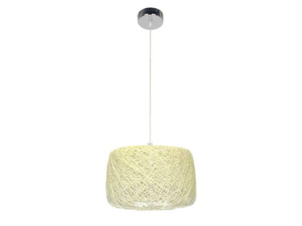 Lampa wisząca Fenolona z kremowym ażurowym kloszem i chromowaną podsufitką