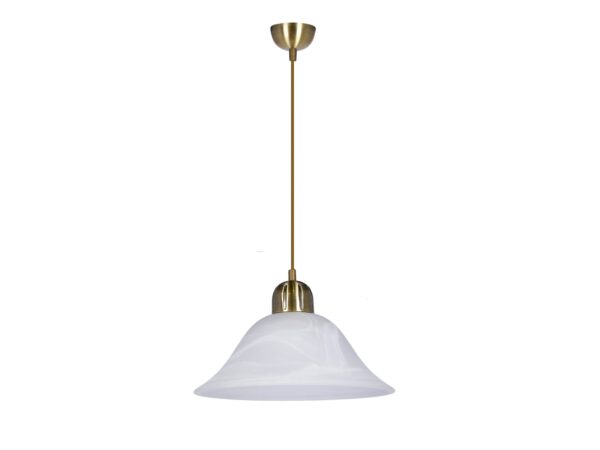Lampa wisząca Fenota patyna z białym alabastrowym kloszem 31 cm
