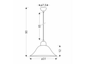 Miniaturka 2 - Lampa wisząca Fenota na rysunku wymiarowym 31 cm