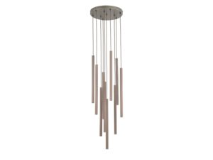 Miniaturka 1 - Ciemnobrązowa lampa wisząca Ferro Koło z dziesięcioma tubami na białym tle