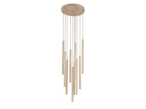 Miniaturka 2 - Lampa wisząca Ferro Koło w piaskowym beżu z szampańskim wykończeniem na białym tle
