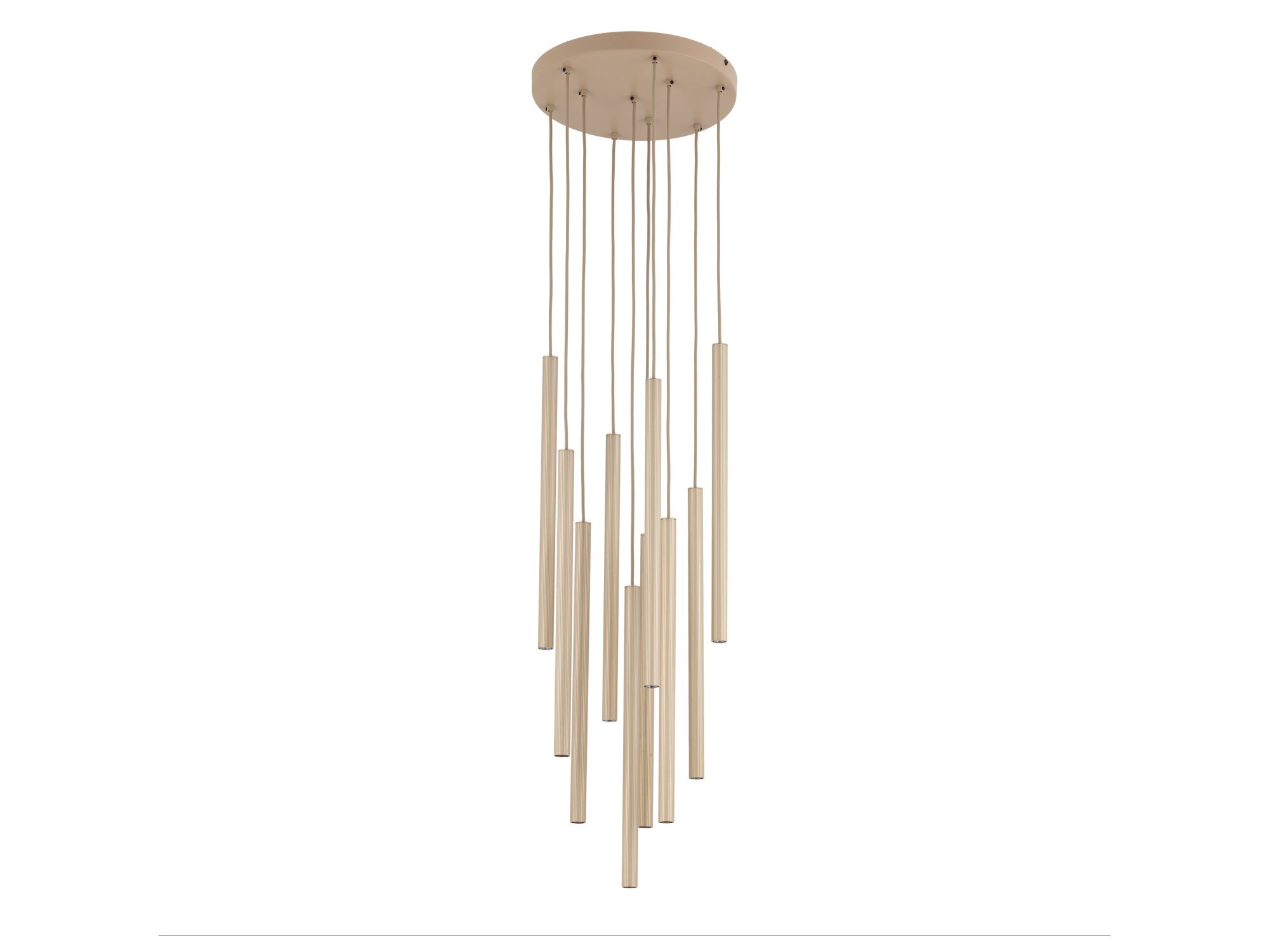 Lampa wisząca Ferro Koło w piaskowym beżu z szampańskim wykończeniem na białym tle