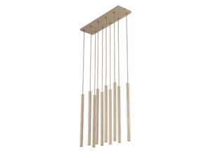 Miniaturka 2 - Lampa wisząca Ferro Listwa 10-punktowa, piaskowy beż i szampański, na białym tle