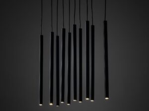 Miniaturka 3 - Czarna lampa wisząca Ferro Listwa z dziesięcioma punktami światła w aranżacji