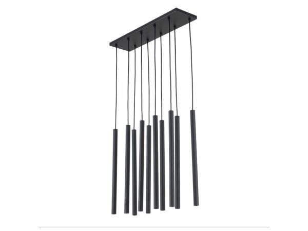 Lampa wisząca Ferro Listwa 10-punktowa, czarna, pełny widok na białym tle