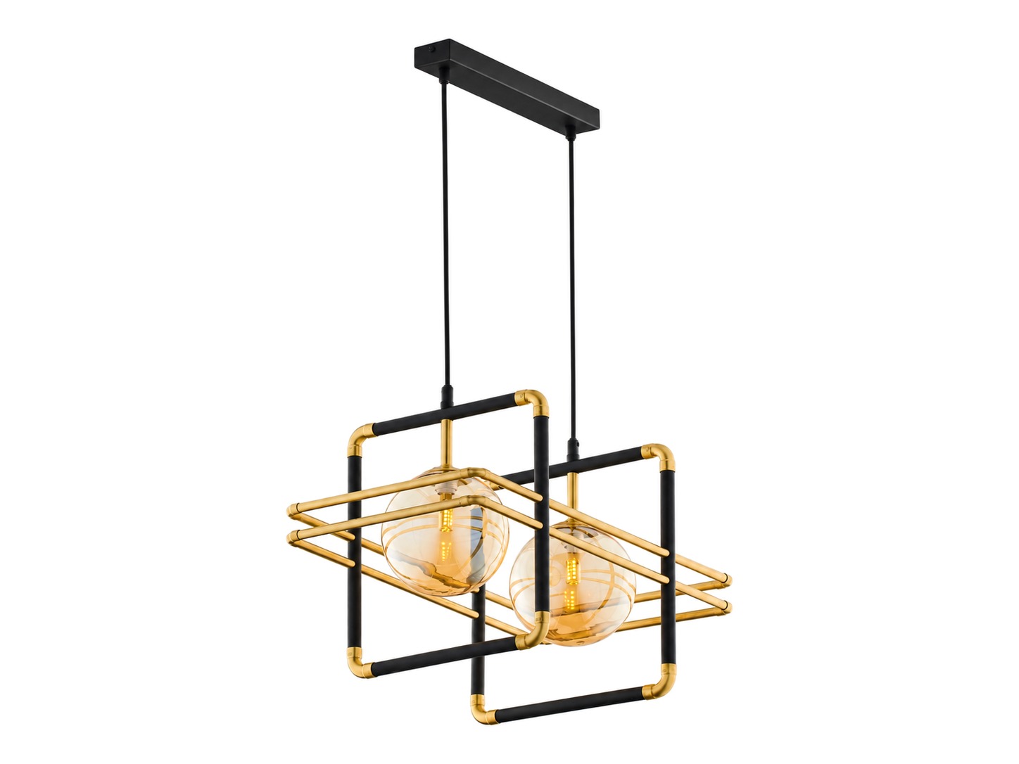 Lampa wisząca Fiori 2-punktowa ze szklanymi kloszami na białym tle