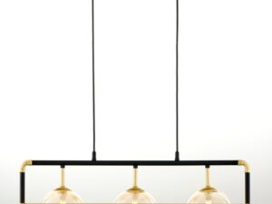 Miniaturka 1 - Lampa wisząca Fiori 3-punktowa z bursztynowymi kulami szklanymi, widok z przodu