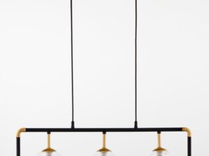 Miniaturka 3 - Lampa wisząca Fiori 3-punktowa z przezroczystymi kulami szklanymi, widok z przodu
