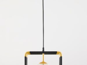 Miniaturka 4 - Lampa Fiori z przezroczystym szklanym kloszem i czarno-złotą oprawą od frontu