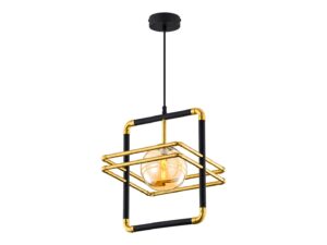 Miniaturka 5 - Lampa wisząca Fiori ze szklaną kulą i złotą ramą na białym tle