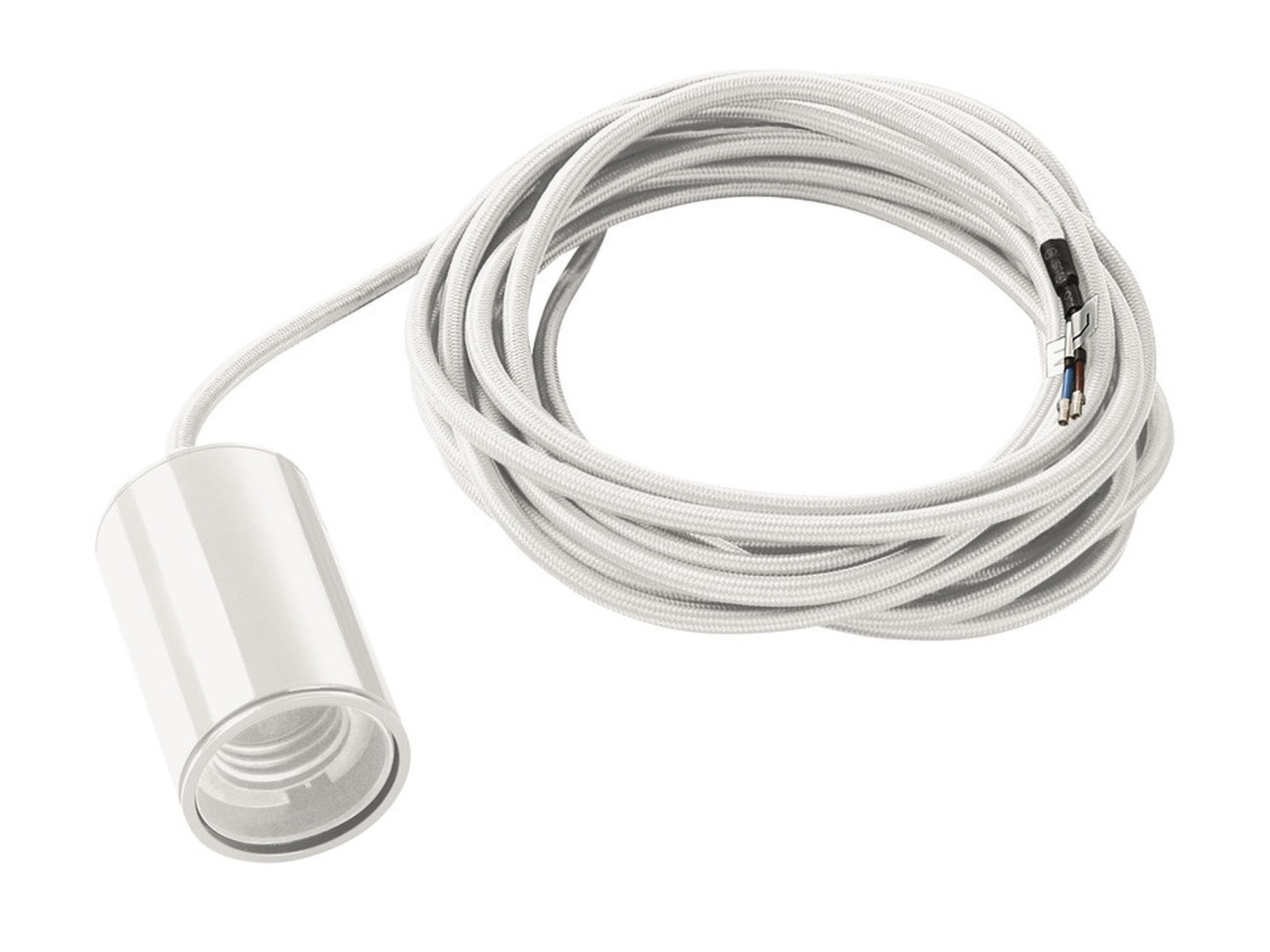 Lampa wisząca Fitu biała oprawka E27 z przewodem 5 m