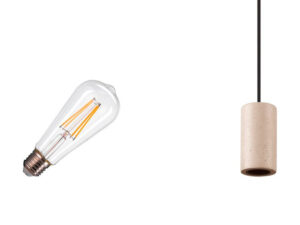 Miniaturka 1 - Lampa wisząca Fitu Lamp Set beżowa z kamiennym korpusem i rozetą