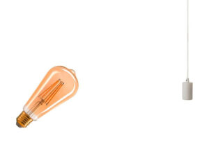 Miniaturka 1 - Lampa wisząca Fitu Lamp Set biała 2500 K z żarówką E27 do szyny 3-fazowej
