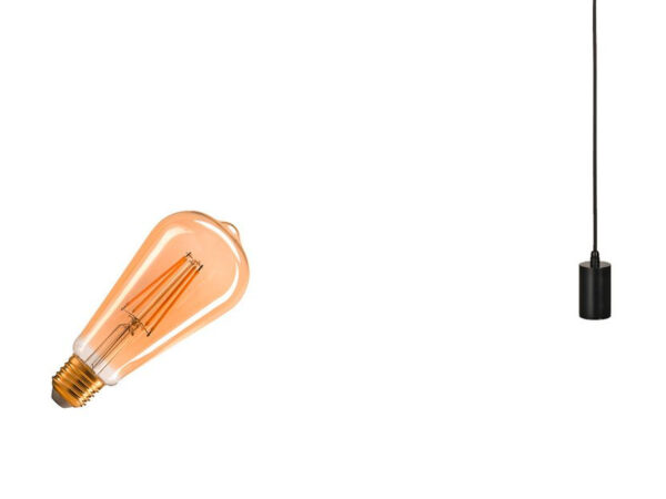 Lampa wisząca Fitu Lamp Set czarna 2500 K z żarówką E27 do szyny 3-fazowej