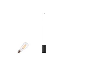 Miniaturka 3 - Lampa wisząca Fitu Lamp Set w kolorze czarnym z rozetą sufitową i źródłem E27