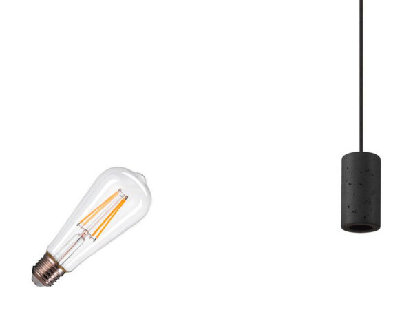 Lampa wisząca Fitu Lamp Set czarna z żarówką E27 – zestaw na białym tle