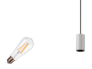 Miniaturka 2 - Szara lampa wisząca Fitu Lamp Set – kamienna oprawa z przewodem