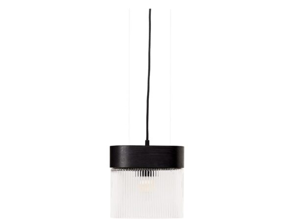 Lampa wisząca FLUMINA A czarna z ryflowanym szkłem, packshot