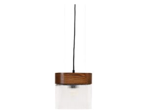 Miniaturka 1 - Lampa wisząca FLUMINA A orzechowa z ryflowanym kloszem, packshot