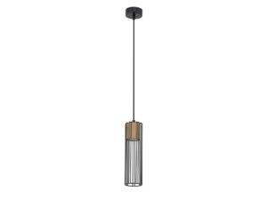 Miniaturka 6 - Lampa wisząca Fobia 1 z czarną drucianą osłoną i złotą oprawą wewnętrzną