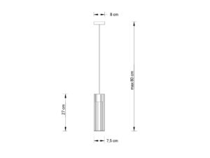 Miniaturka 9 - Rysunek lampy Fobia 1: klosz 27 cm, średnica 7,5 cm, wysokość do 80 cm