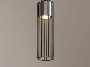 Miniaturka 5 - Druciana tuba lampy wiszącej Fobia 1 z czarnymi prętami i srebrnym wykończeniem