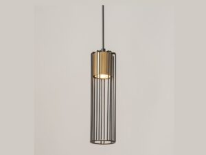 Miniaturka 7 - Świecąca lampa Fobia 1 z czarnymi prętami oraz złotą metalową tubą