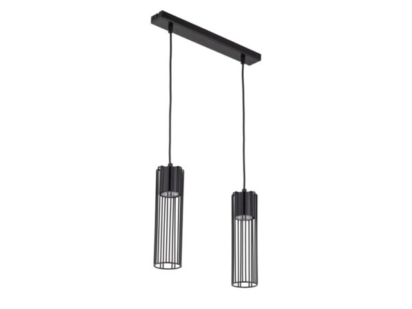 Czarna lampa wisząca Fobia 2 o liniowym układzie dwóch kloszy