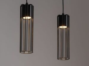 Miniaturka 1 - Czarna lampa Fobia 2 z dwoma kloszami w aranżacji