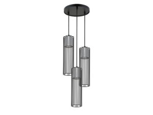 Miniaturka 3 - Lampa wisząca Fobia 3 z czarną oprawą i srebrnymi kloszami