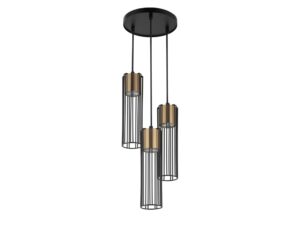 Miniaturka 4 - Lampa wisząca Fobia 3 z czarną oprawą i złotymi kloszami